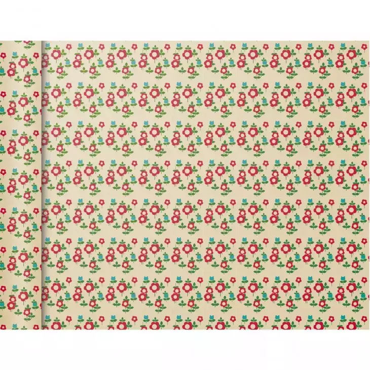 Papier pakowy mini rolki 5x0,35m Czerwone kwiaty - Papiernicze i szkolne