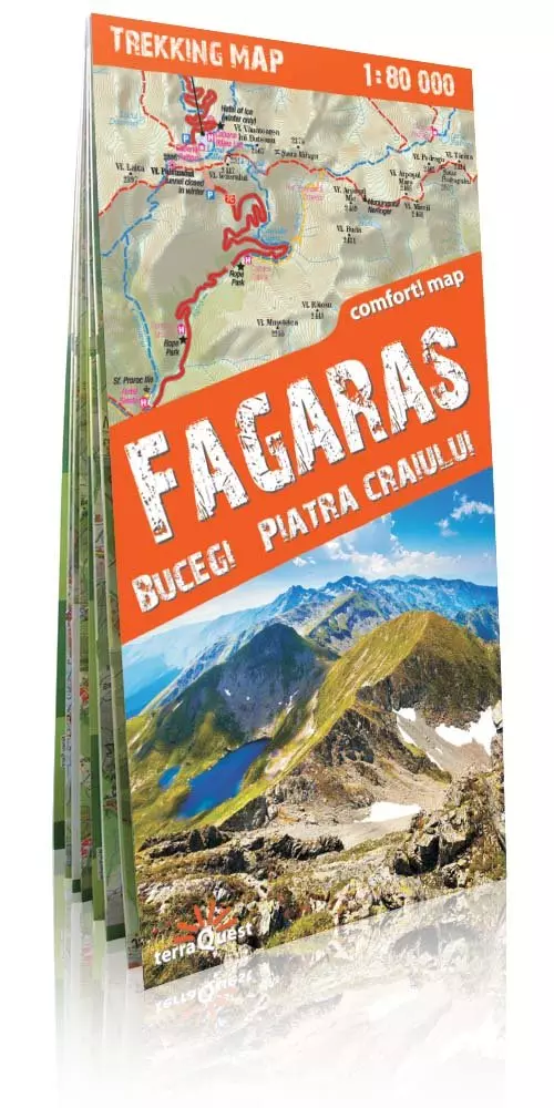 Góry Fogaraskie, Bucegi, Piatra Craiului (Fagaras, Bucegi, Piatra Craiului); laminowana mapa trekkingowa 1:80 000 - Książki