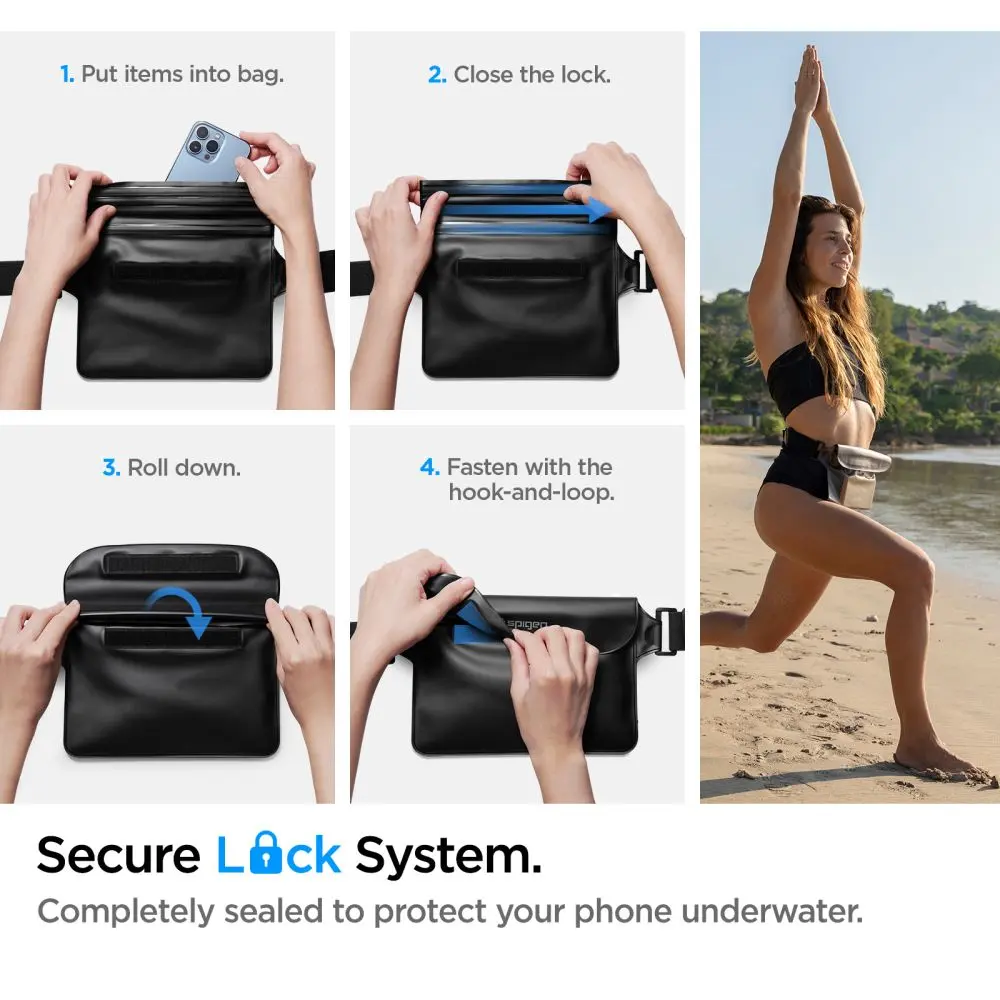 Spigen A620 Universal Waterproof Waist Bag Black - Elektronika i akcesoria
