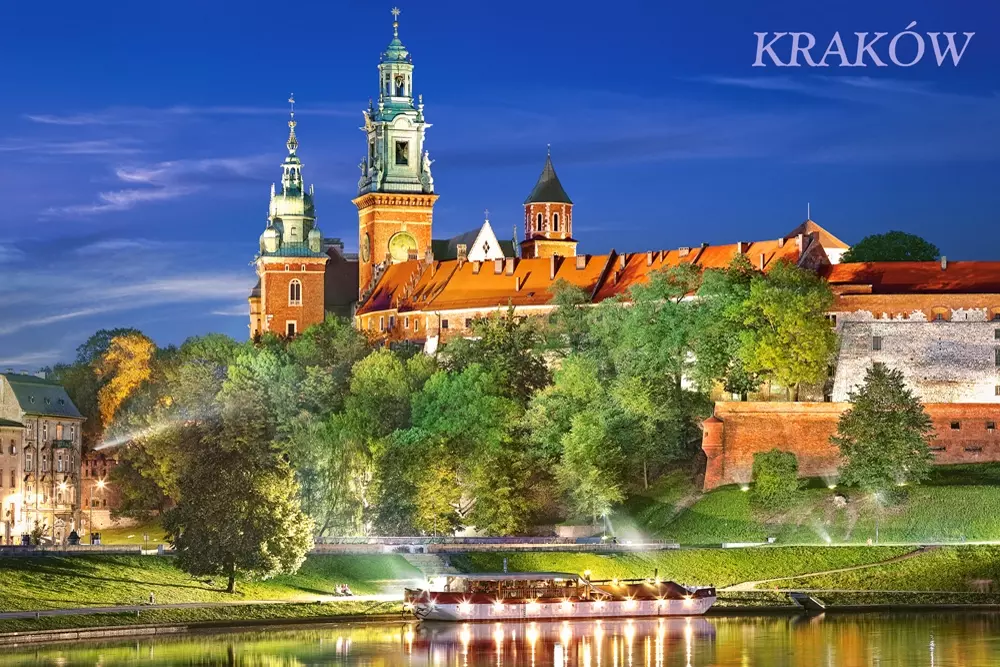Kartka puzzle. Wawel Castle by Night, Poland - Papiernicze i szkolne