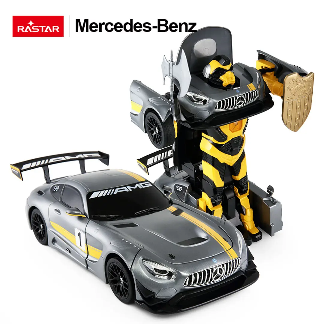 Autko/Robot 2w1 R/C 1:14 Mercedes-AMG GT3 Szary RASTAR - Zabawki