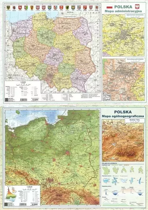 Mapa dwustronna A2 POLSKA - Książki