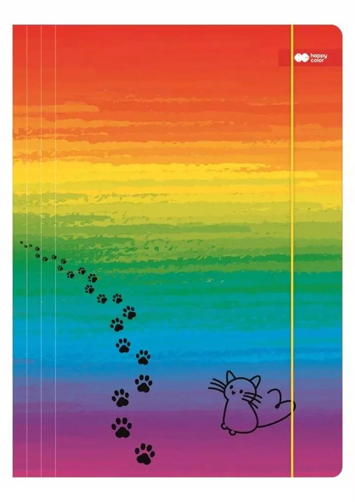 Teczka A4 z gumką Miaow tęcza HAPPY COLOR - Książki