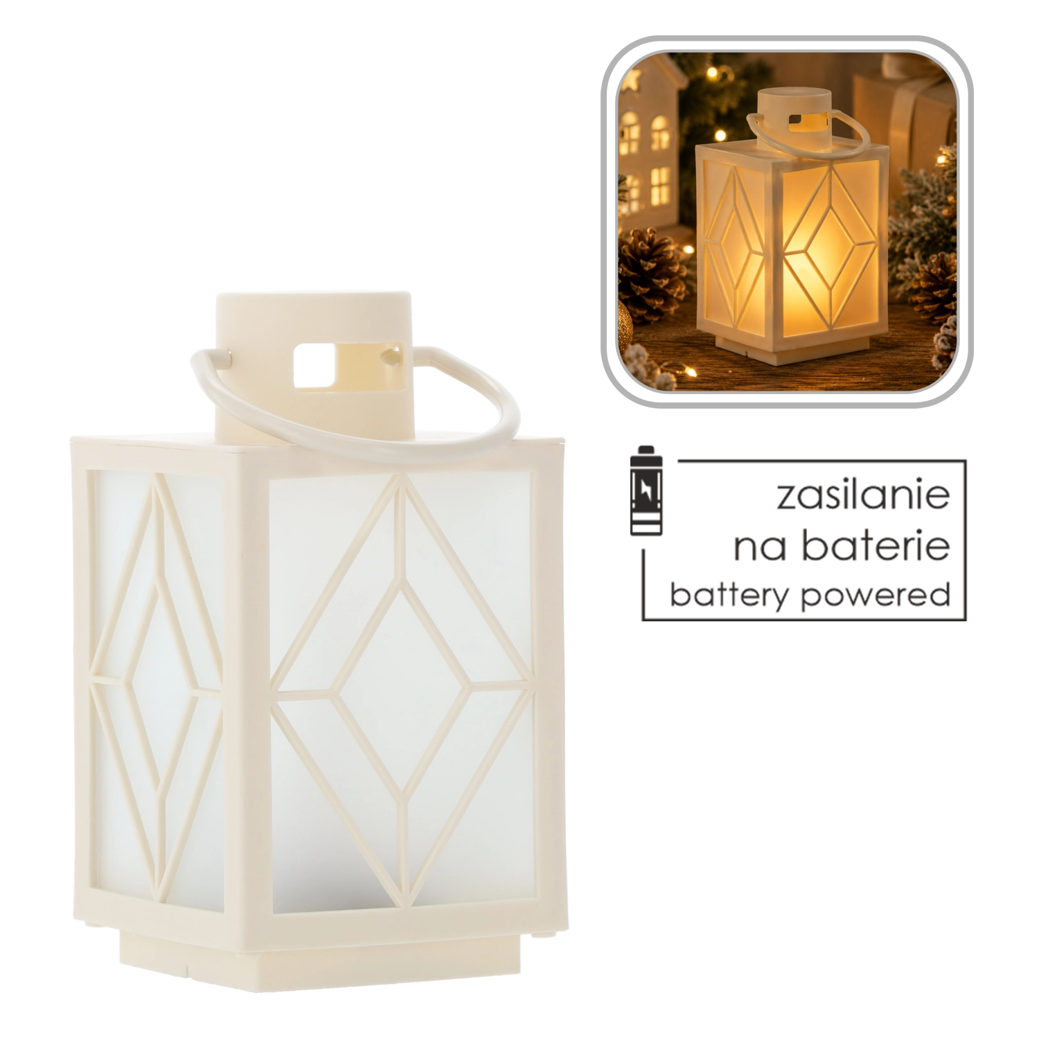 Świąteczny Lampion 11 x 11 x 20,5 cm z Wkładem Led Biały, pakiet 36 sztuk - Elektronika i akcesoria