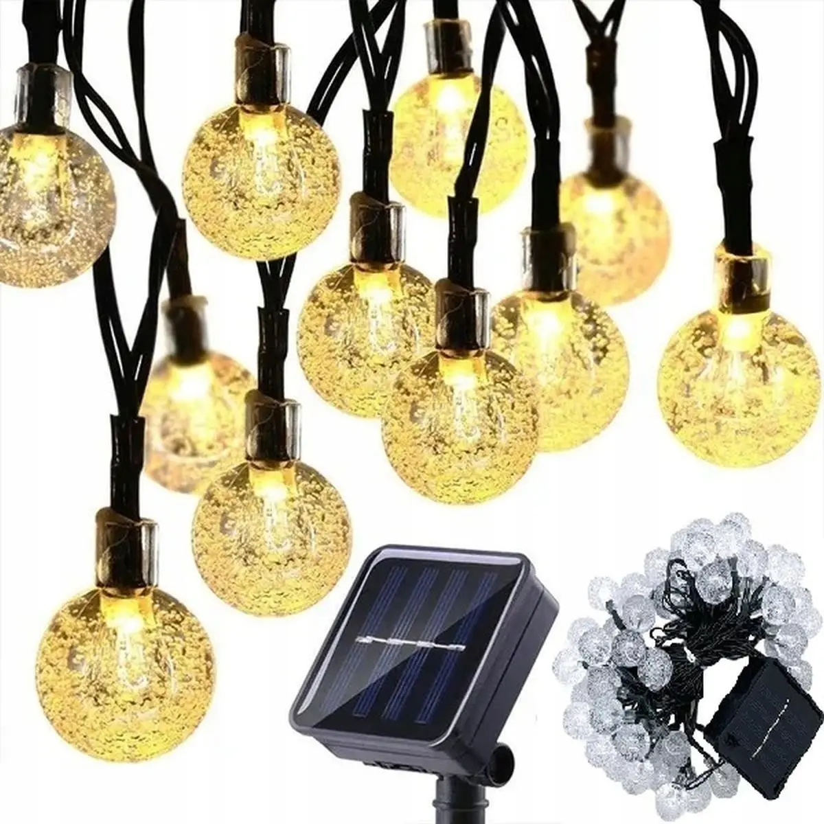 Lampa Solarna Ogrodowa Girlanda Łańcuch Solarny 4,9M 40LED Ciepły Biały - Papiernicze i szkolne