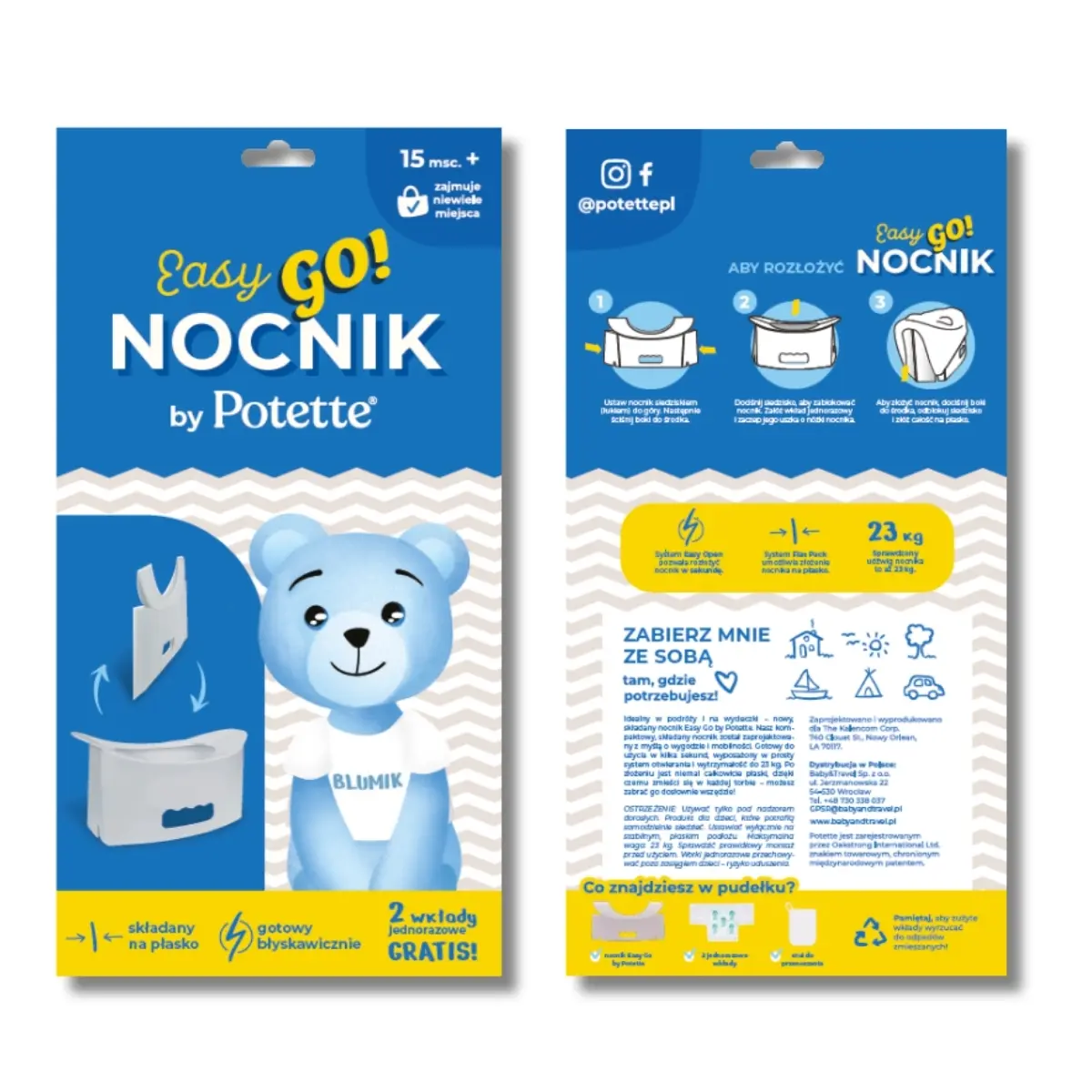 Nocnik turystyczny składany EasyGo jasnoszary Potette - Mama i dziecko