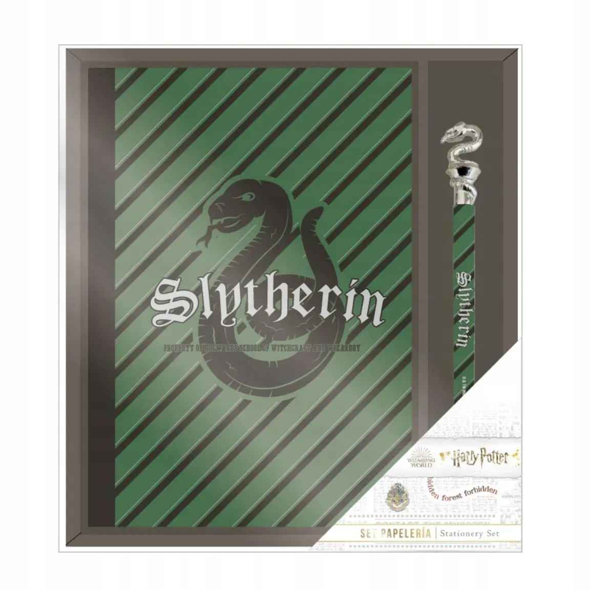 ZESTAW HARRY POTTER NOTES + DŁUGOPIS Z FIGURKĄ SLYTHERIN - Papiernicze i szkolne