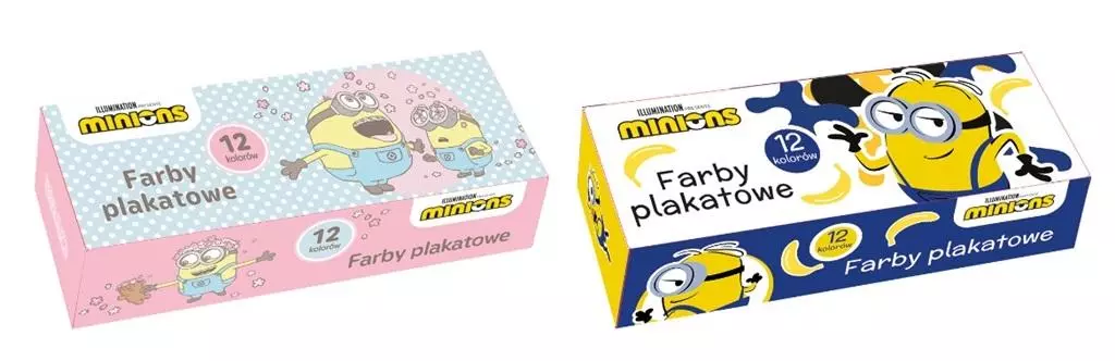 Farby plakatowe 12 kolorów 20ml Minionki - Papiernicze i szkolne