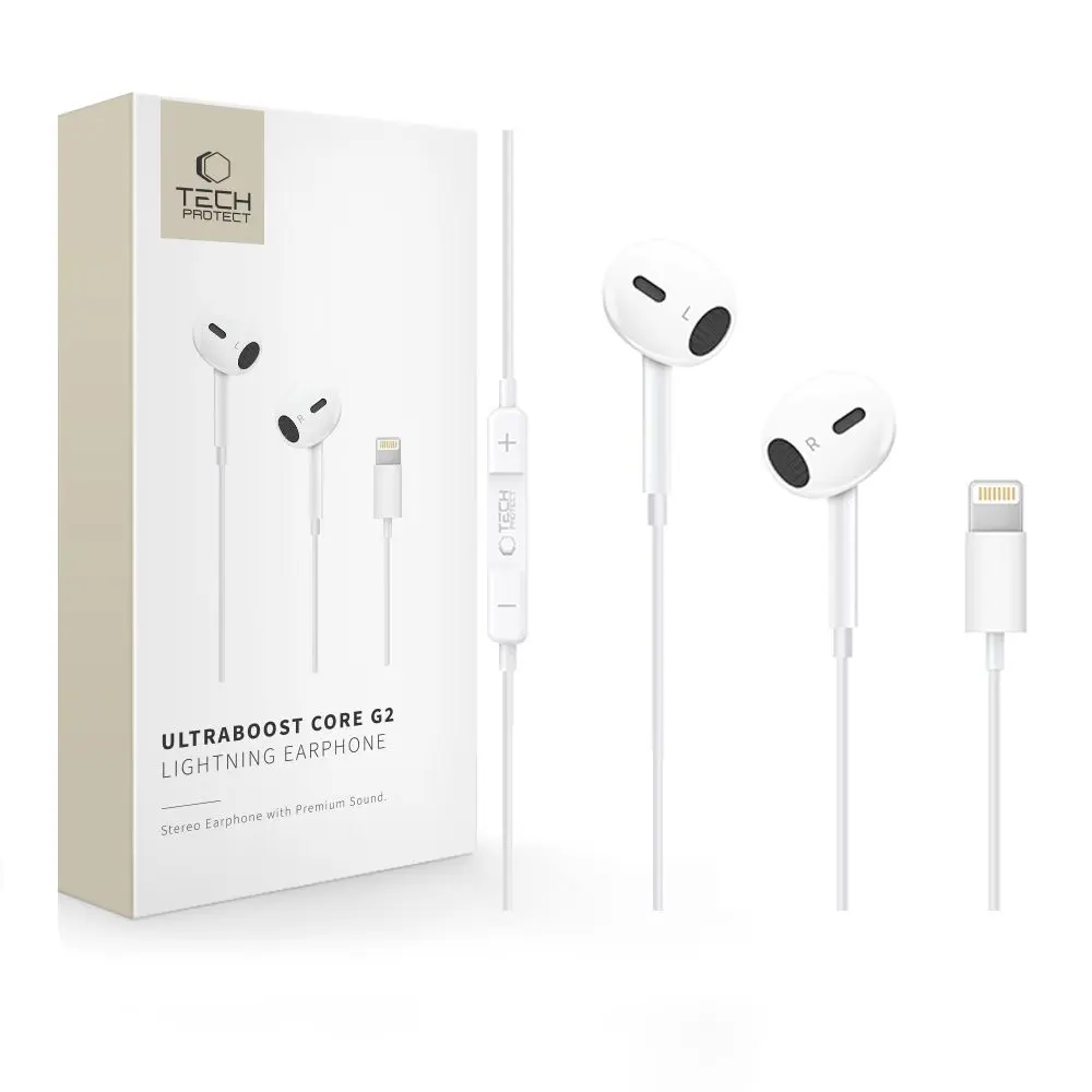 Tech-Protect Ultraboost Lightning Earphone Core G2 White - Elektronika i akcesoria