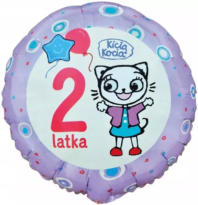 Balon Foliowy KICIA KOCIA Bajka Kotek Drugie 2 Latka URODZINY Party 45cm - Papiernicze i szkolne