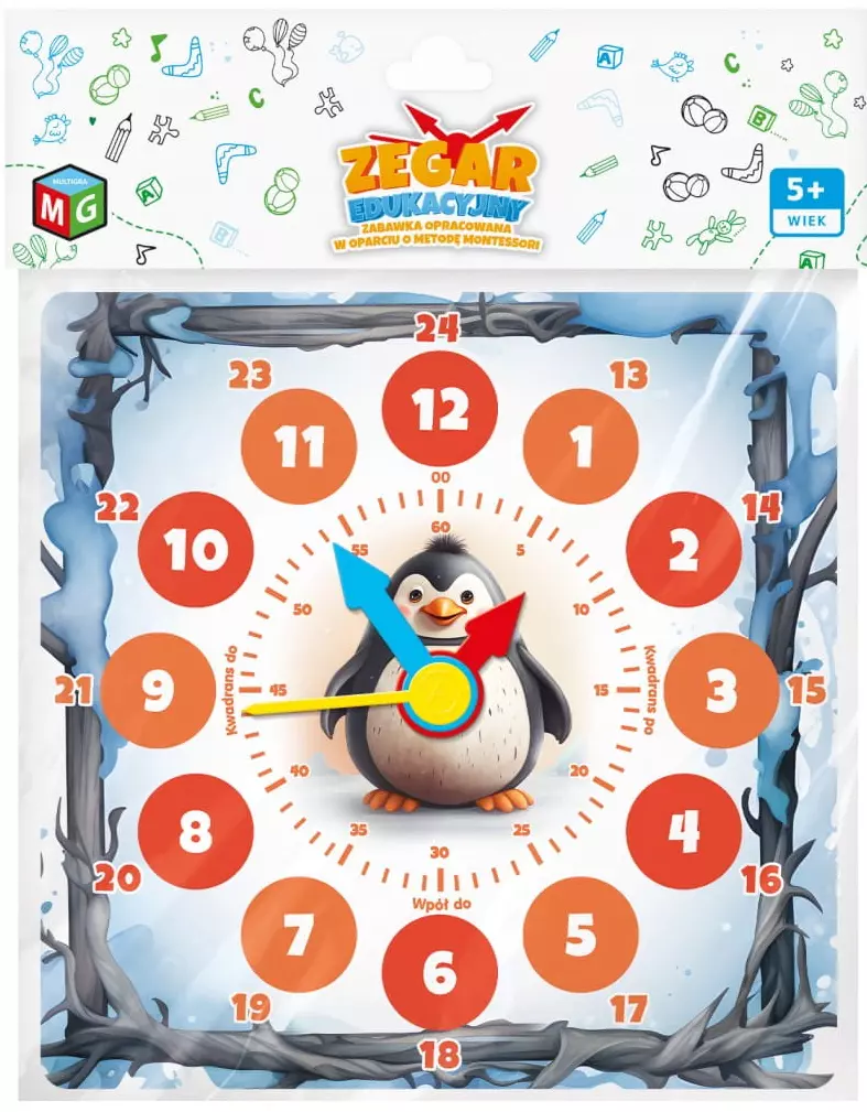 Zegar edukacyjny Pingwinek - Zabawki