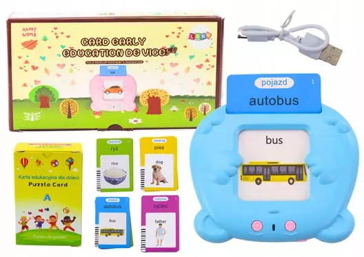 Tablet Do Kart Edukacyjnych Nauka Języka Polski Angielski 224 Niebieski - Zabawki