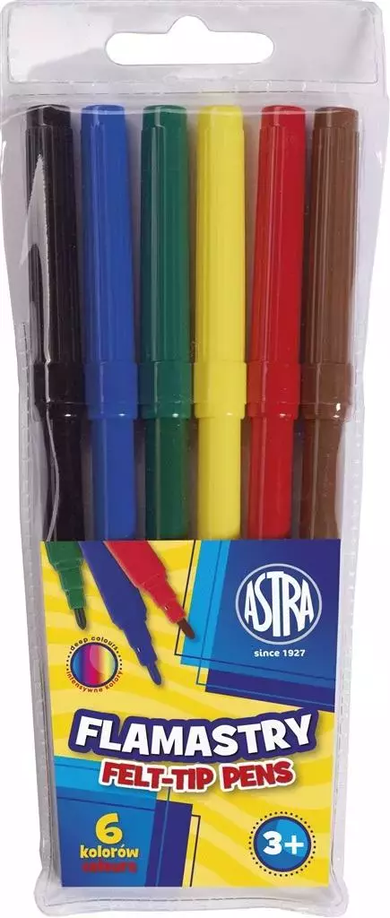 Flamastry, 6 kolorów - Papiernicze i szkolne