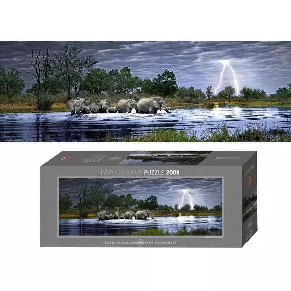 Afryka, Stado słoni. Puzzle 2000 elementów - Puzzle