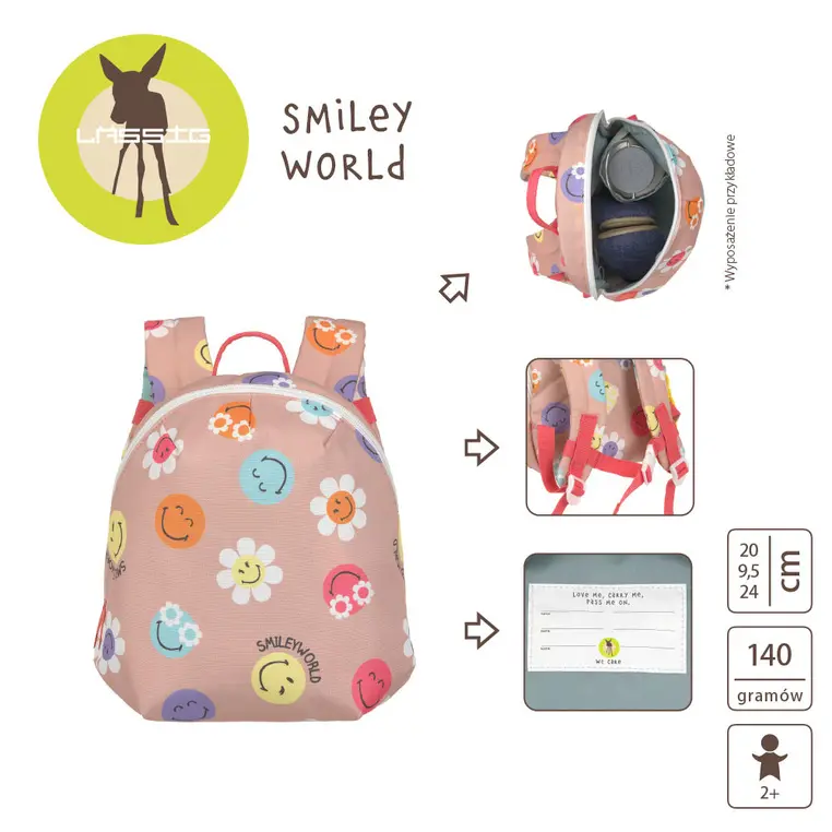 Lassig Plecak mini SmileyWorld® dusty rose - Elektronika i akcesoria