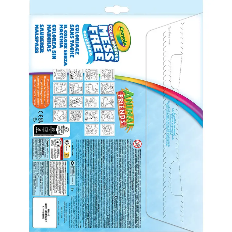Crayola Kolorowanka dla dzieci i 4 niebrudzące magiczne flamastry Color Wonder Mess Free Animal Friends 3+ - Książki