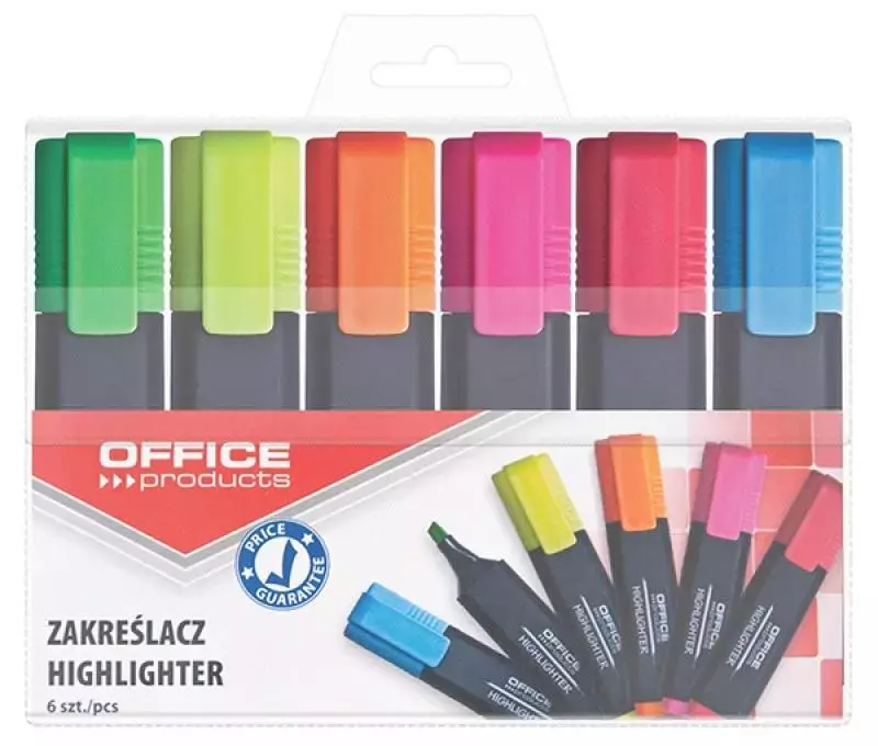 Zakreślacz fluorescencyjny 1-5mm 6 kolorów - Papiernicze i szkolne