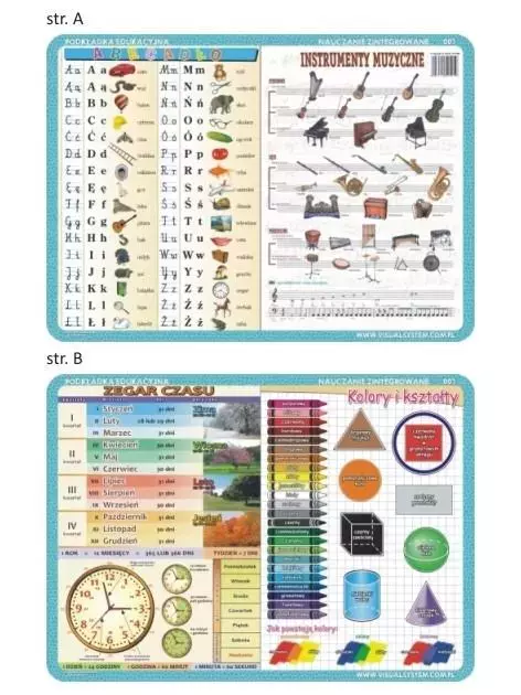 Podkładka edu. 001 - Abecadło, zegar, kolory i.. - Papiernicze i szkolne