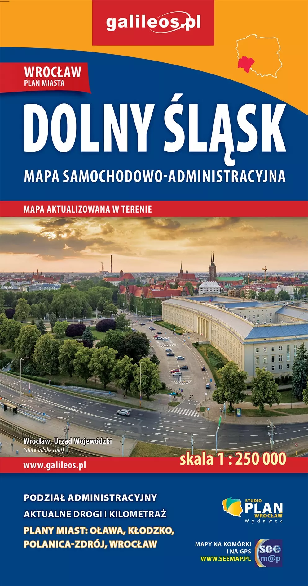 Dolny Śląsk. Mapa samochodowo-administracyjna, 1:250 000 - Książki