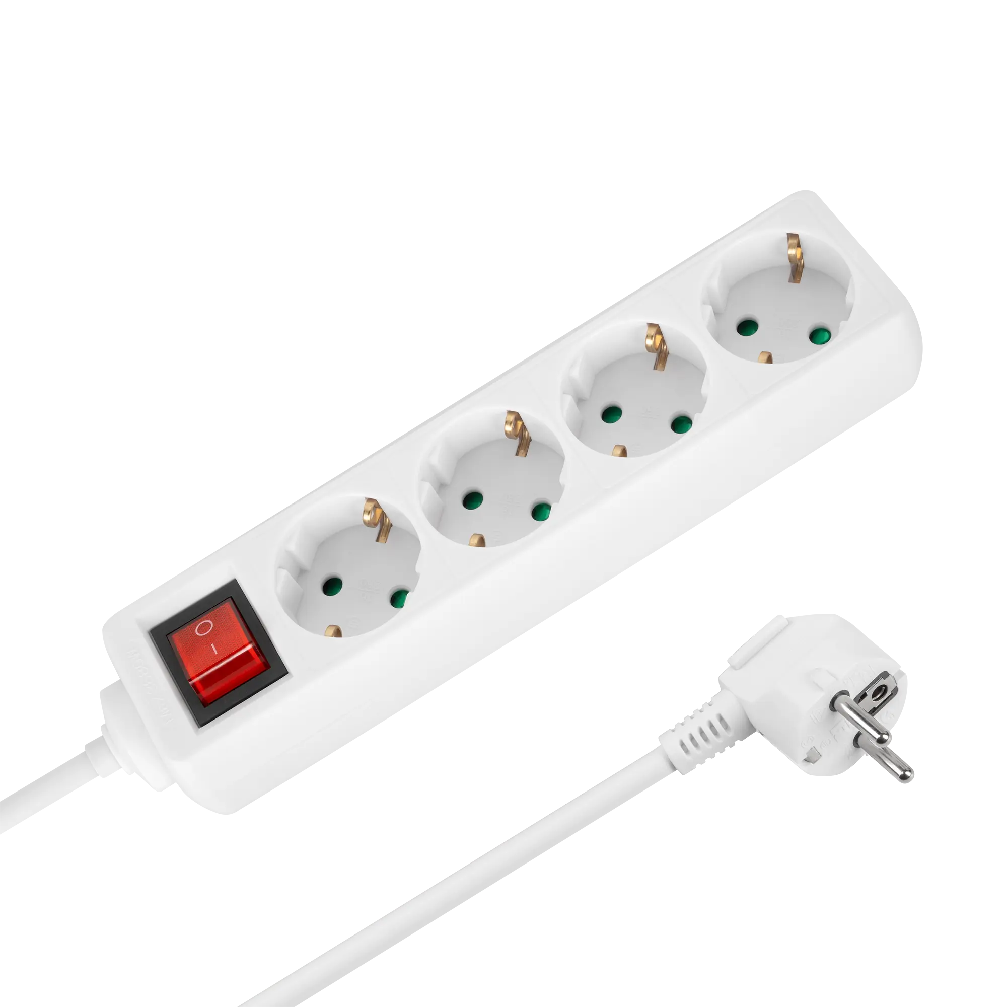 Przedłużacz 4 gniazda 1,5m typu niemieckiego z przełącznikiem (3x1,0mm) Rebel biały - Elektronika i akcesoria
