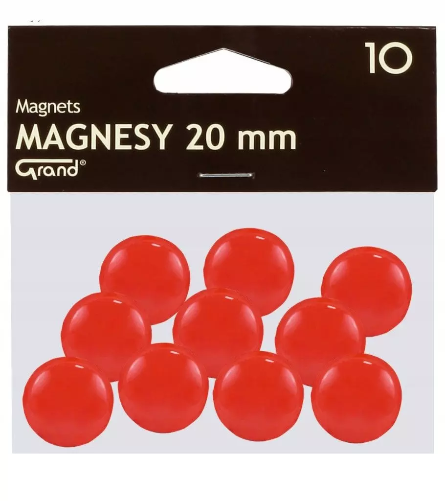 Magnes 20mm czerwony (10szt) GRAND - Książki
