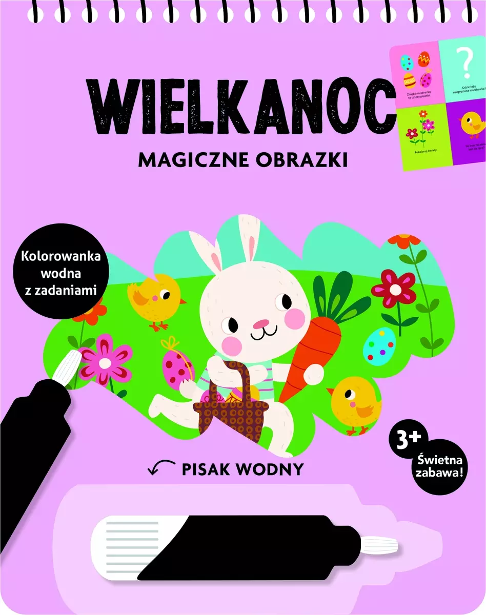 Wielkanoc. Magiczne obrazki. Kolorowanka wodna z zadaniami - Książki