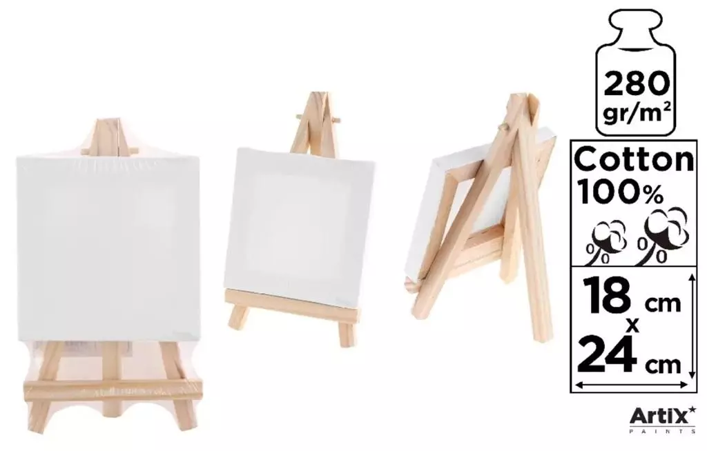 Podobrazie mini 18x24cm 280G/m2 + sztaluga - Papiernicze i szkolne