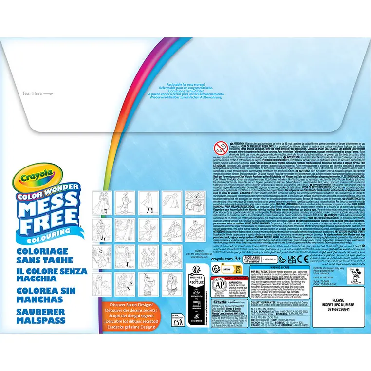 Crayola Kolorowanka dla dzieci i 4 niebrudzące magiczne flamastry Color Wonder Mess Free Kraina Lodu 3+ - Książki