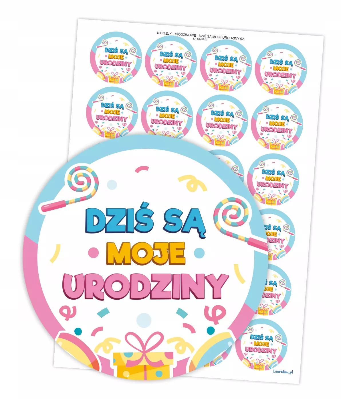 Naklejki urodzinowe - Dziś są moje urodziny 24szt - Papiernicze i szkolne