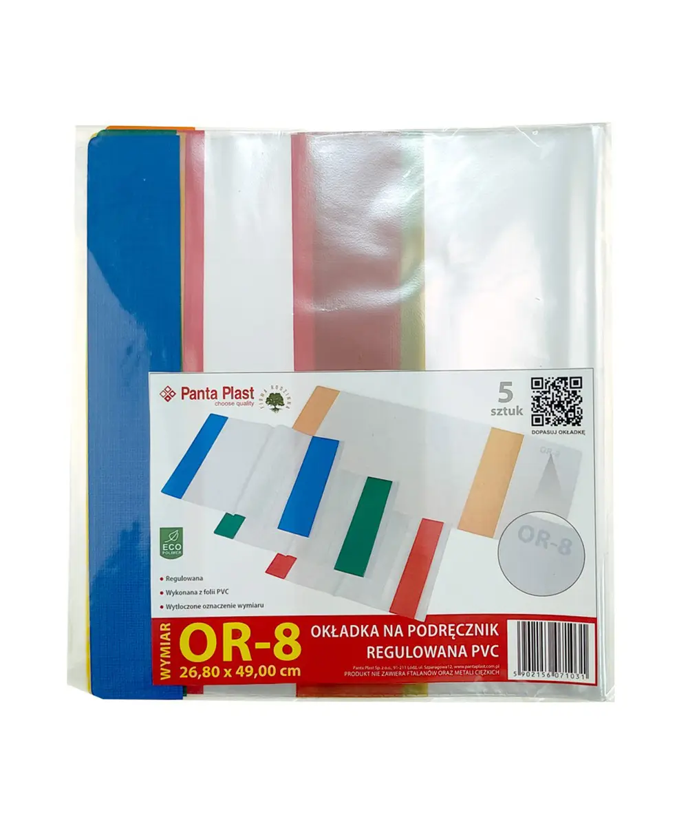 Okładki regulowane na podręczniki OR-8 26,8x49cm 5 sztuk - Papiernicze i szkolne