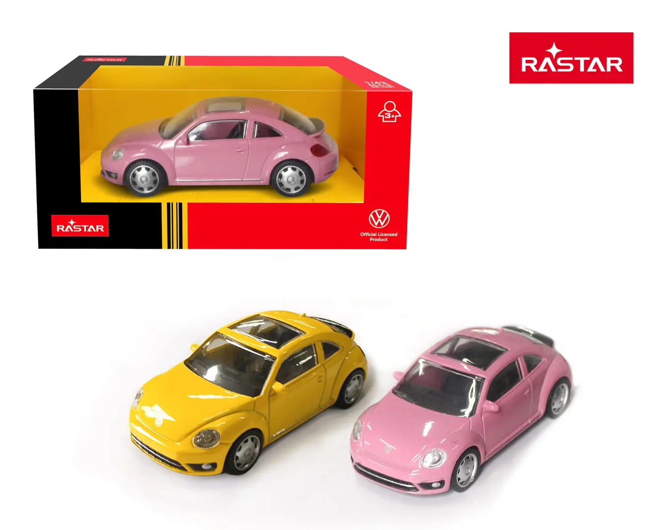 Autko Metalowe 1:43 Volkswagen Beetle Różowy RASTAR - Zabawki