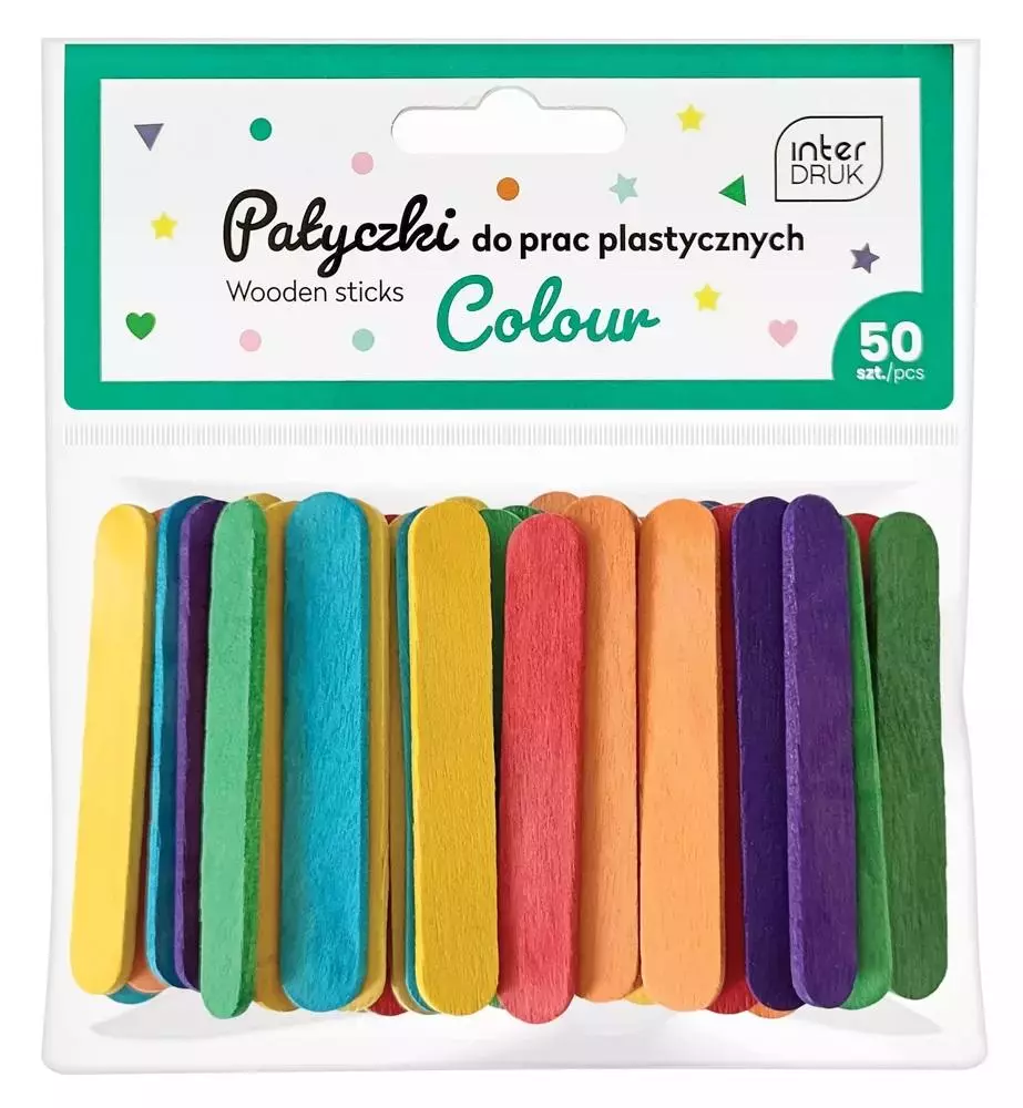 Patyczki do prac plastycznych kolorowe 65mm 50szt - Papiernicze i szkolne