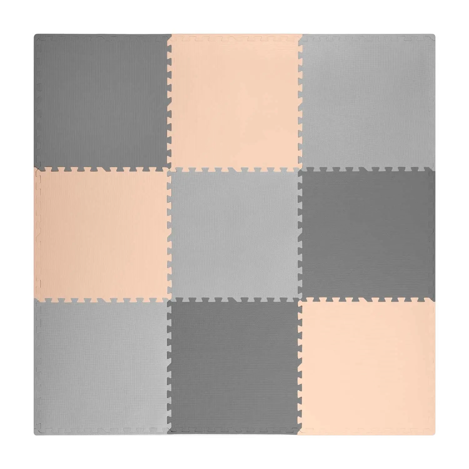Duża mata piankowa puzzle Ricokids 180x180cm 9 szt szaro-brzoskwiniowa - Zabawki