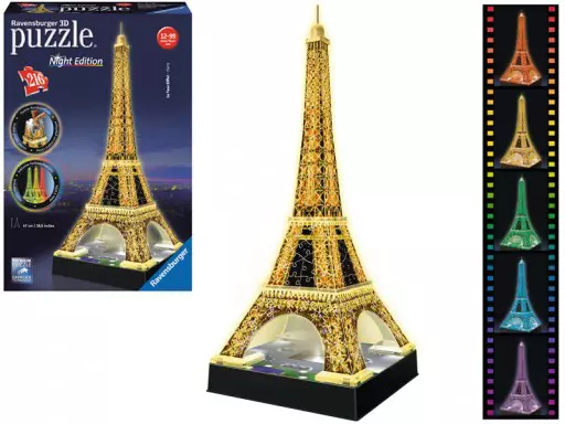 Puzzle 3D 216 elementów. Wieża Eiffla nocą - Puzzle