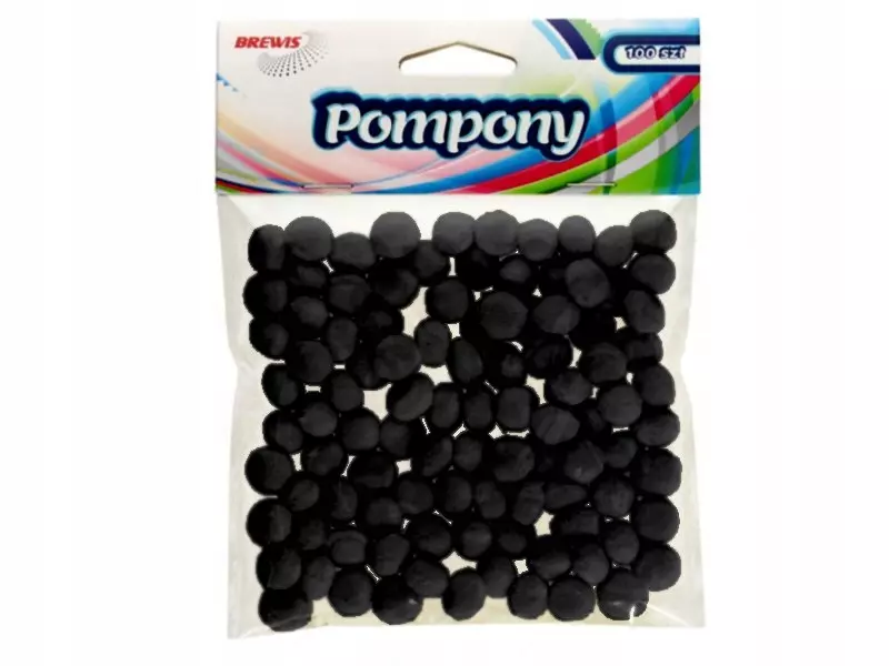 Pompony czarne 10mm 100szt - Papiernicze i szkolne