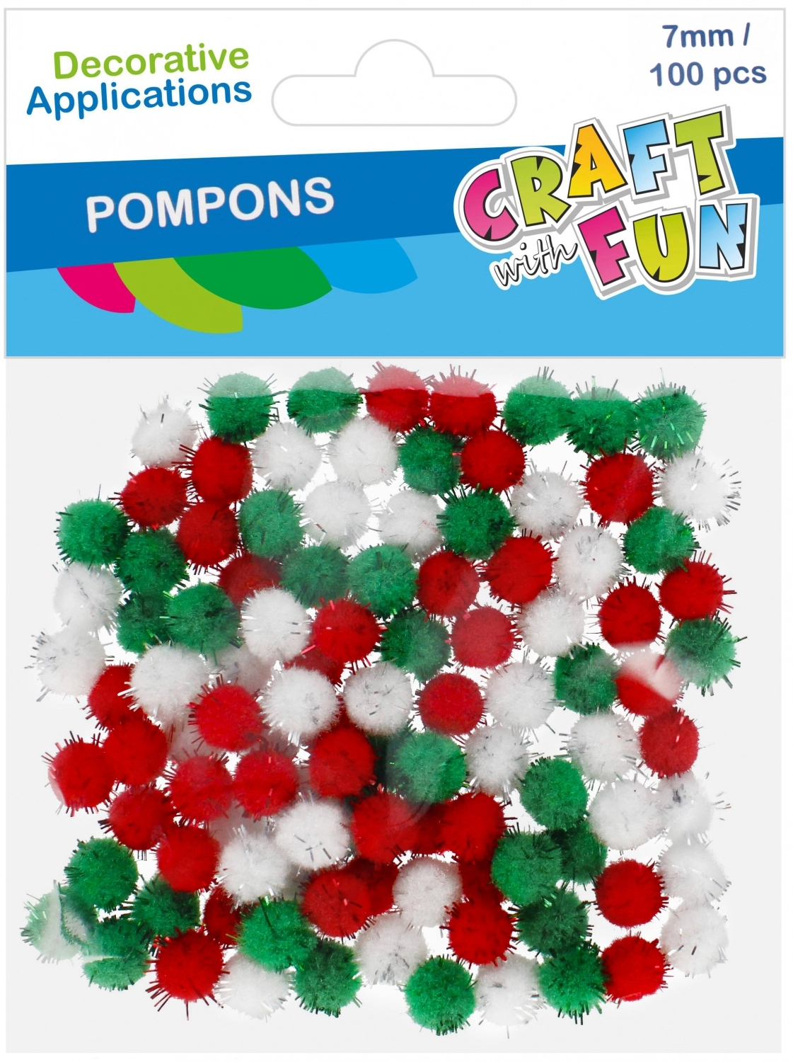 Ozdoba dekoracyjna Pompon 7mm/100szt 3kol Cf 12/144 - Papiernicze i szkolne