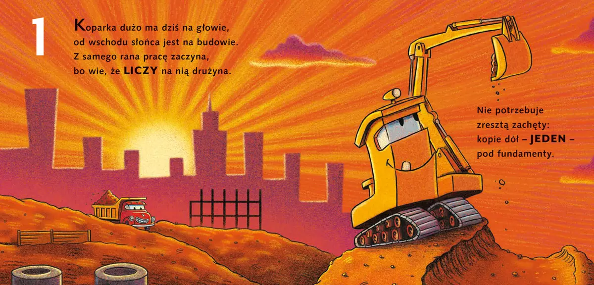Koparka i cyfry. Snów kolorowych, placu budowy - Książki
