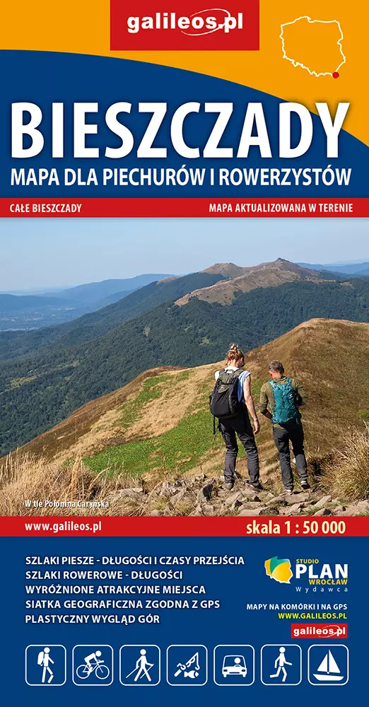 Bieszczady - mapa dla rowerzystów i piechurów w skali 1:50 000 - Książki