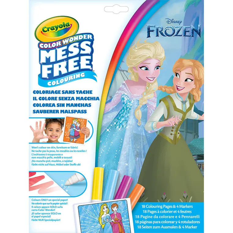 Crayola Kolorowanka dla dzieci i 4 niebrudzące magiczne flamastry Color Wonder Mess Free Kraina Lodu 3+ - Książki