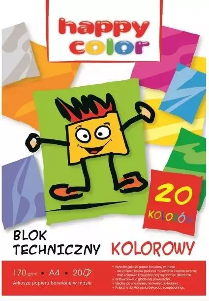 Blok techniczny kolor A4/20K HAPPY COLOR - Papiernicze i szkolne