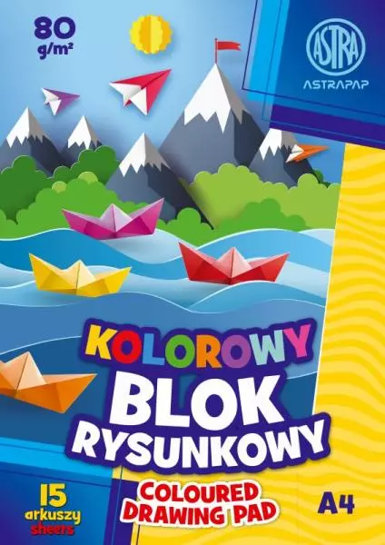 Blok kolorowy barwiony w masie ASTRAPAP A4 80g 15 ark - Papiernicze i szkolne