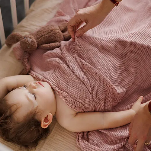 Kocyk bambusowy różowy - Mama i dziecko