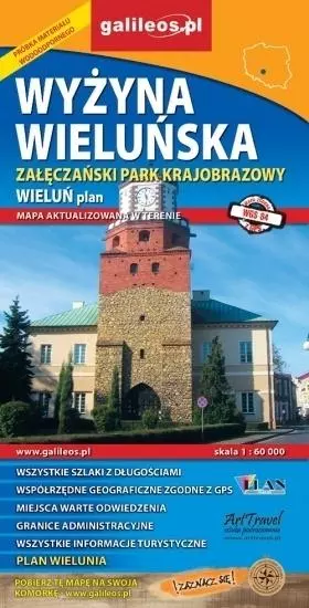 Wyżyna Wieluńska, Załęczański Park Krajobrazowy, Wieluń. Mapa 1:60 000 - Książki