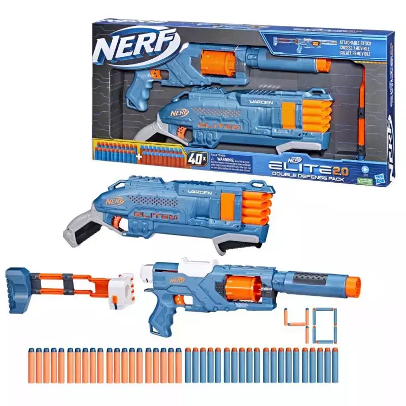 Nerf. Wyrzutnia Double Defense Pack - Zabawki