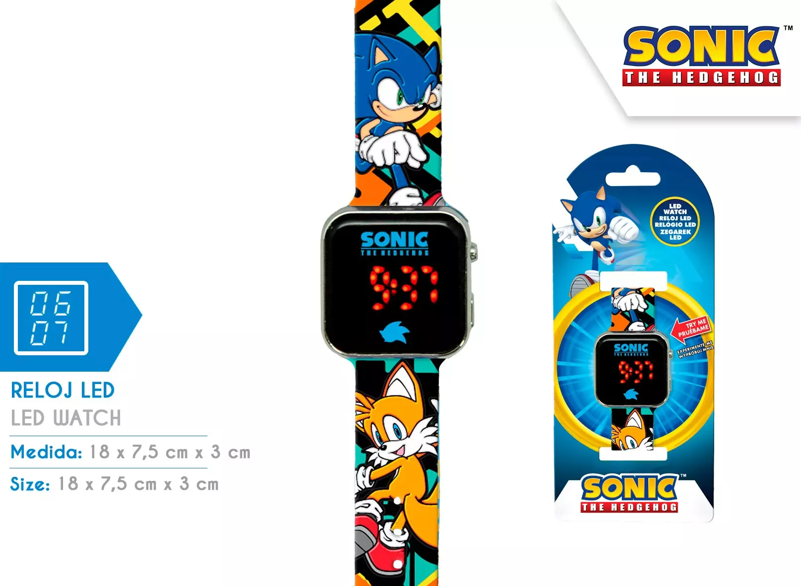 Zegarek LED z kalendarzem Sonic SNC4228M - Zabawki