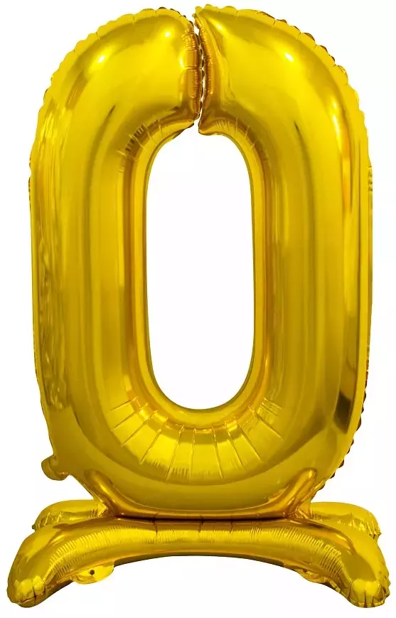 Balon foliowy stojący. Cyfra 0 (74 cm), złota - Papiernicze i szkolne