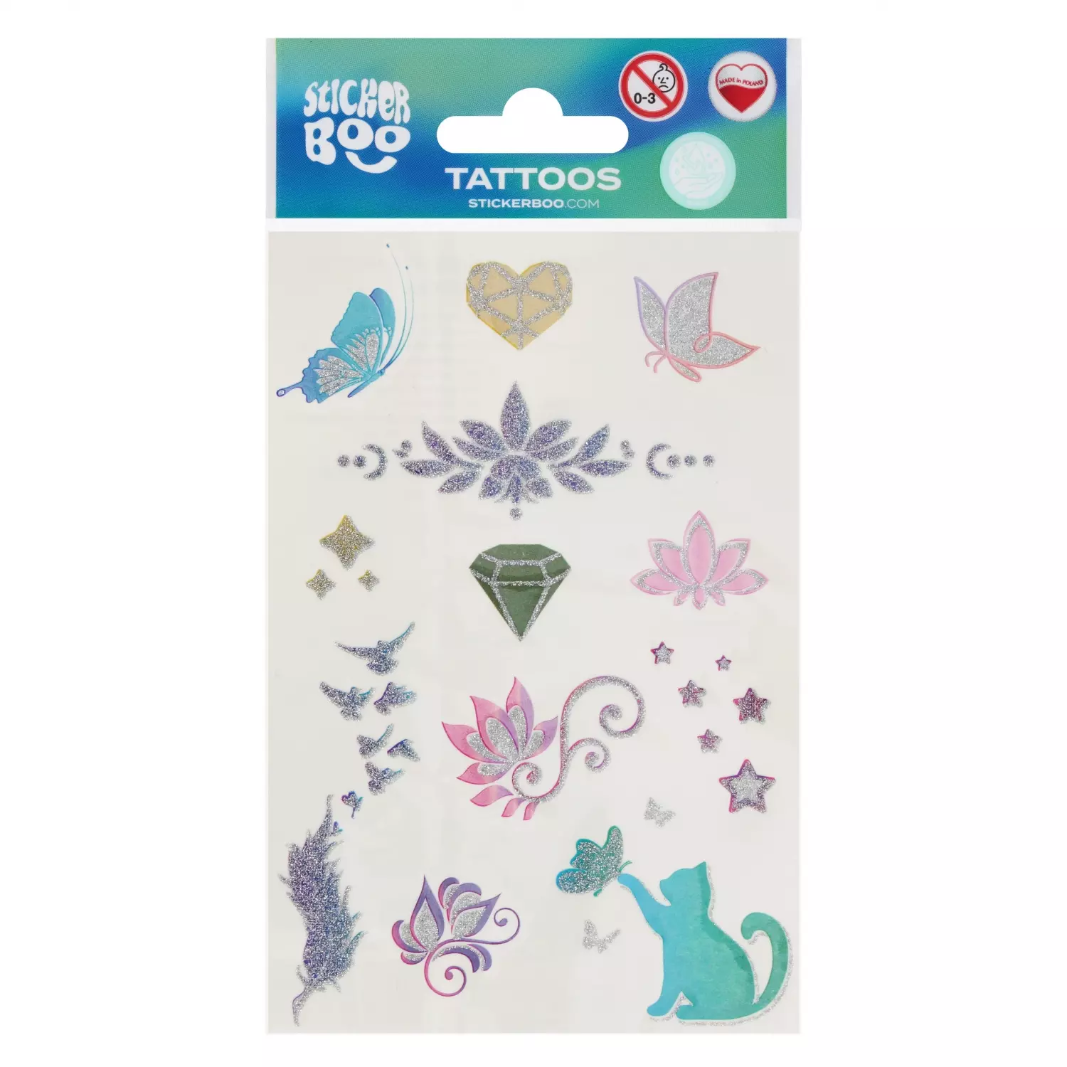 Tatuaż Brokat 10x18 Sticker Boo 569314 - Papiernicze i szkolne