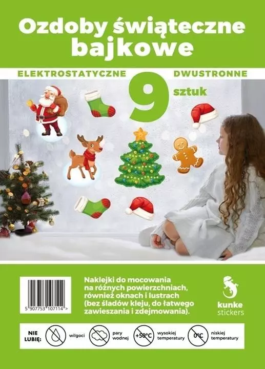 Ozdoby świąteczne elektrostatyczne bajkowe 9szt - Książki