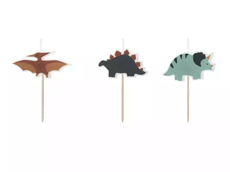 Świeczki urodzinowe Dinozaury 3cm 3szt - Papiernicze i szkolne