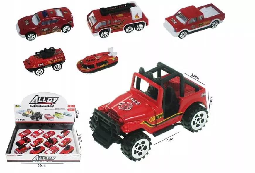 STRAŻ RESORAK METALOWO-PLASTIKOWY STRAŻ 1:64 POJAZD STRAŻACKI - Zabawki